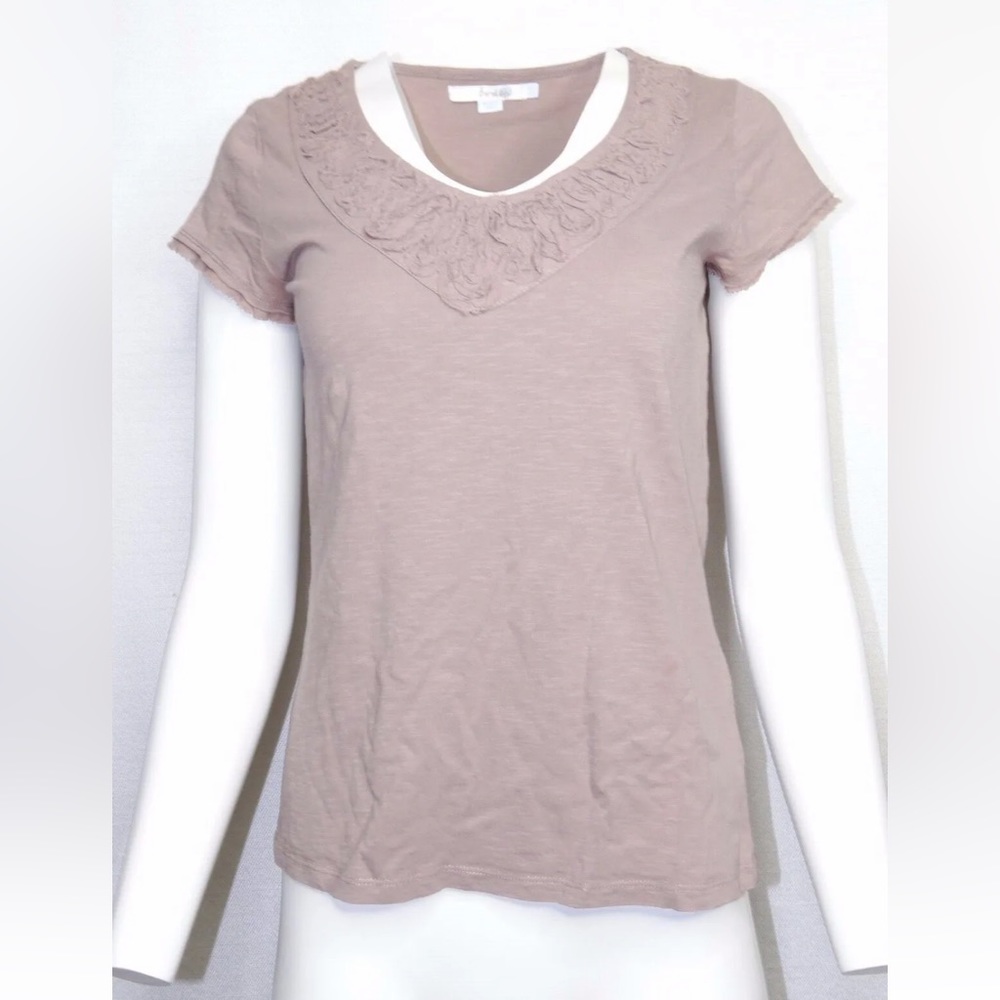 Boden Size 6 Small Taupe Short Sleeve V Neck T Shirt Tee